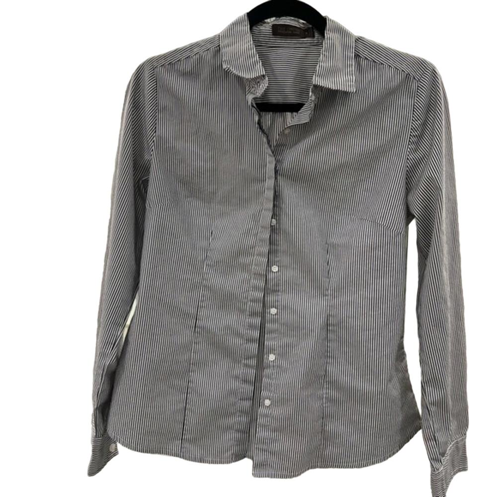 The Limited Pinstripe Button Front Blouse